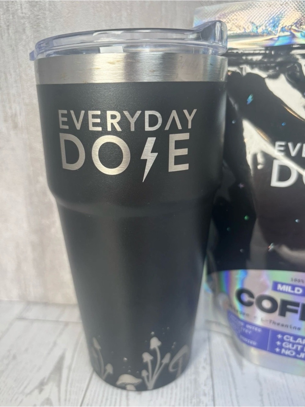 Lot of 5 Everyday Dose Items: 2 Mushroom Coffees, 1 Frother, 1 Tumbler, 1 Magnet - Picture 8 of 10